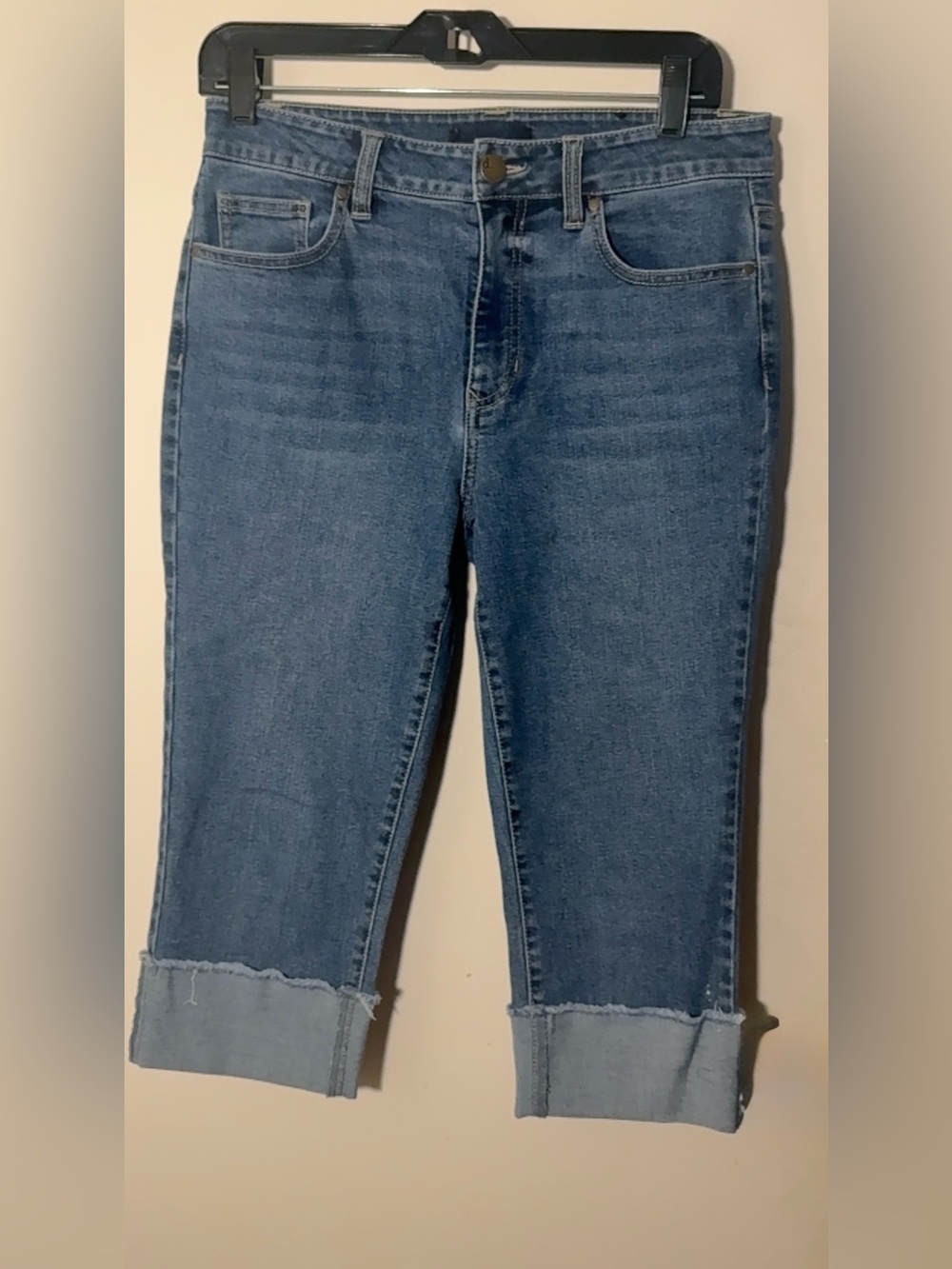 Democracy Classic Mid-Rise Blue Crop Jeans with Turned Cuff